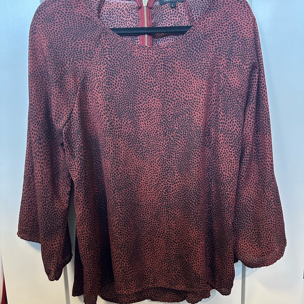 Papermoon Red 3/4 Sleeve Mandarin Collar Blouse